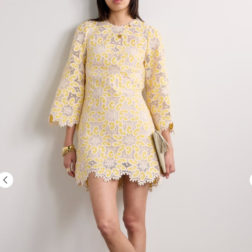 Zimmermann Golden Lace Dress, size0, US4